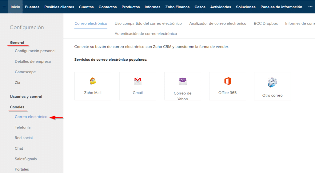 Nueva localización sección correo